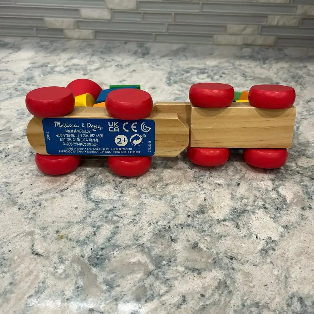 Melissa & Doug Wooden Stacking Train 12pc Set & Construction Front Loader Toy